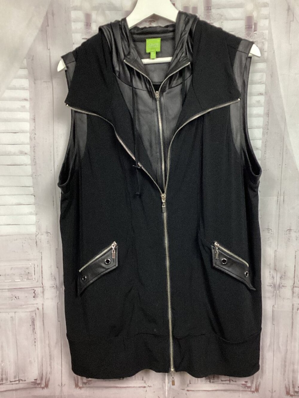 Adam Jacobs Vest Black Double Layered Hooded XL